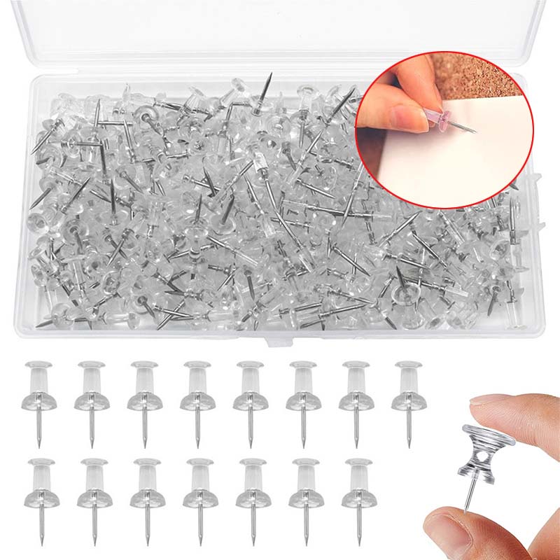 Office Furniture Online - 50/100Pcs Push Pins Transparent Thumb Tacks