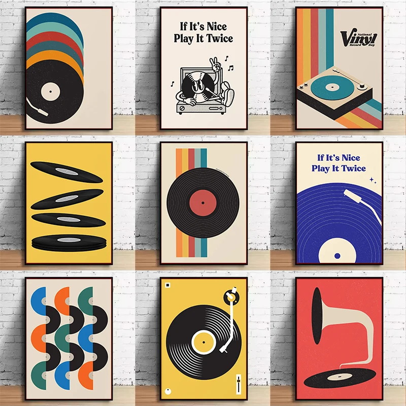 Office Furniture And Design - Mid Century Vinyl Record Canvas Wall