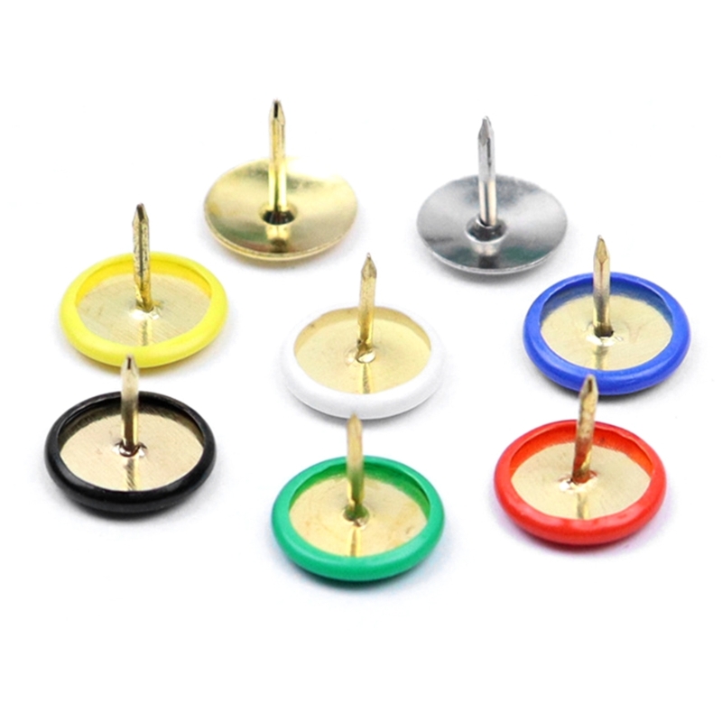 Office Furniture Online - 200Pcs Round Metal Thumbtacks Nickel Plated