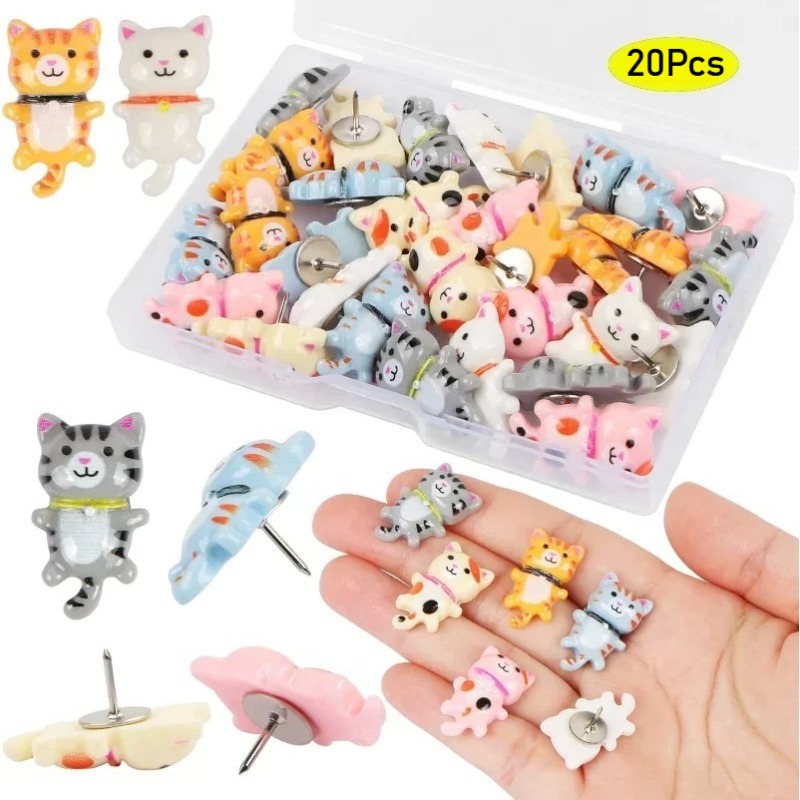 20Pcs Cute Resin Cat Push Pins - огляд і ціна Office Furniture Online