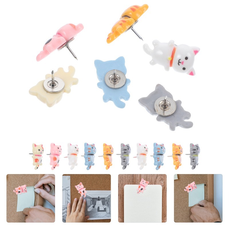 20Pcs Cute Resin Cat Push Pins - огляд і ціна Office Furniture Online