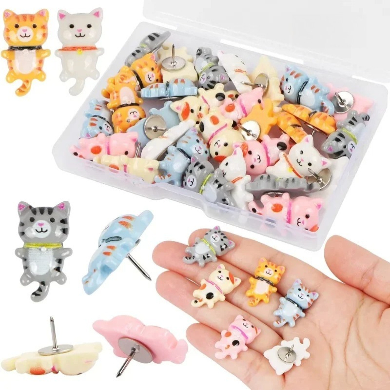 30Pcs Cute Resin Cat Push Pins - огляд і ціна Office Furniture Online