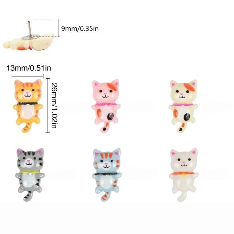 30Pcs Cute Resin Cat Push Pins - огляд і ціна Office Furniture Online