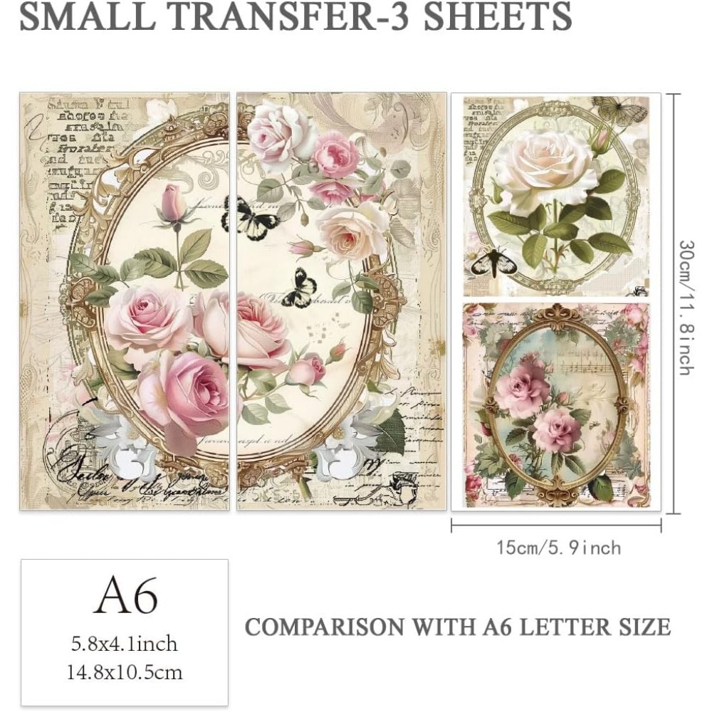 3pcs/Set Rose Rub on Transfers - огляд і ціна Office Furniture Loft