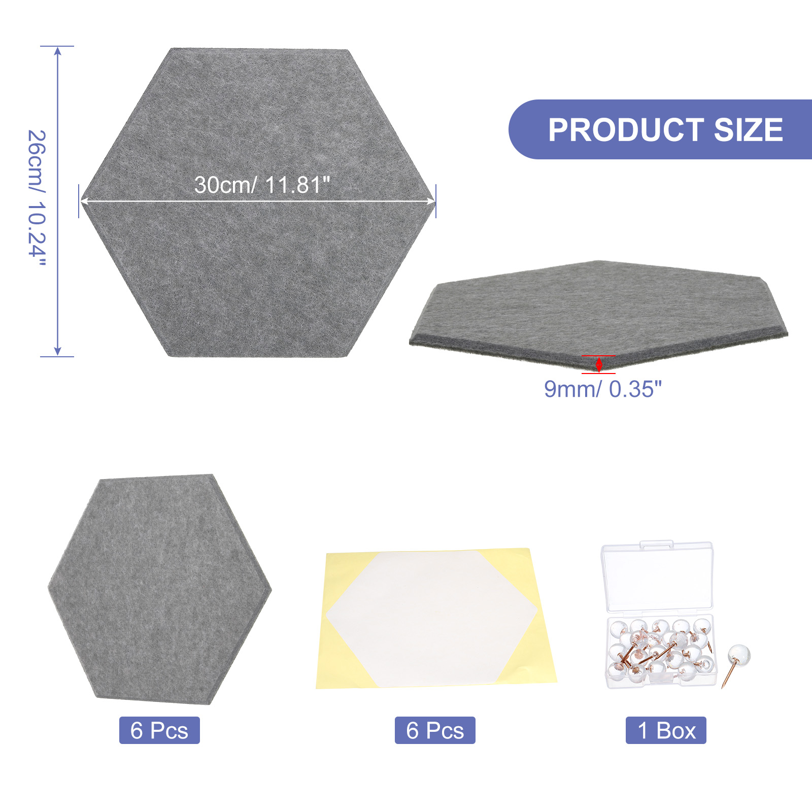 6Pc 30x26cm Felt Bulletin Boar - огляд і ціна Office Furniture Online