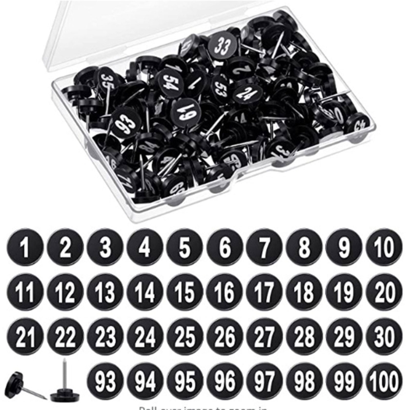 100Pcs Round Numbered Pushpins - огляд і ціна Office Furniture Online