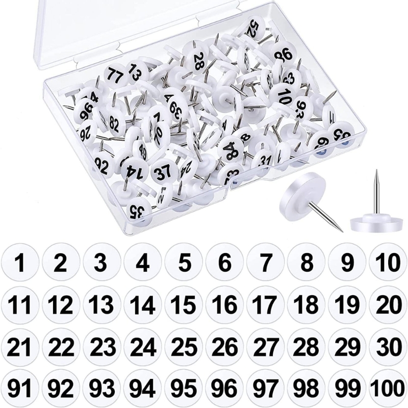 100Pcs Round Numbered Pushpins - огляд і ціна Office Furniture Online